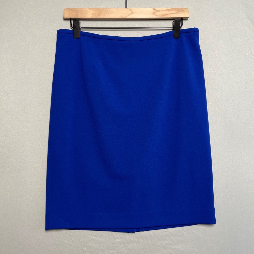 Calvin‎ Klein Women Royal Blue Knee Length Pencil Skirt Size 10 Petite